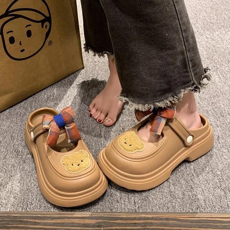 

Нескользящие туфли на высоком каблуке с повышенным износом. Туфли с дырочками. Пляжные сандалии. Домашняя обувь. Новые тапочки на толстой подошве. Женские Sandalias Mujer. 40 хаки