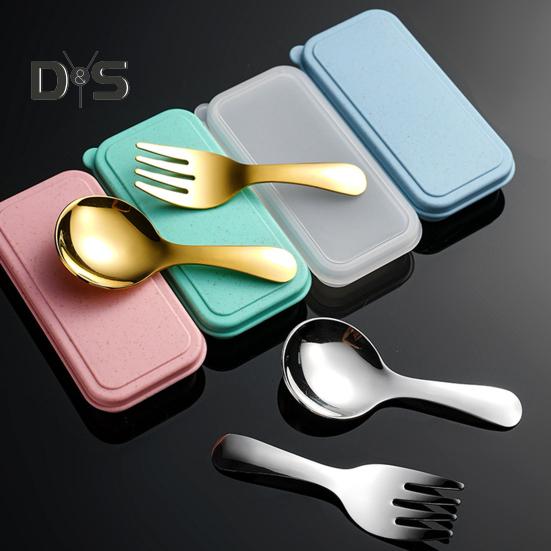 Set di forchette e cucchiai in acciaio inossidabile con custodia, set di utensili da viaggio con impugnatura ergonomica, utensili da picnic portatili per viaggi, picnic e campeggio