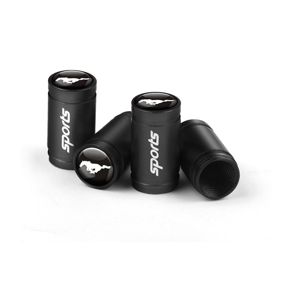 BBAD3 4PCS Car Badge Wheel Tires Valve Caps Tyre Valve Stem Covers For Ford Mustang Shelby Edge Kuga Transit Fiesta Ghia Wheel hubcap