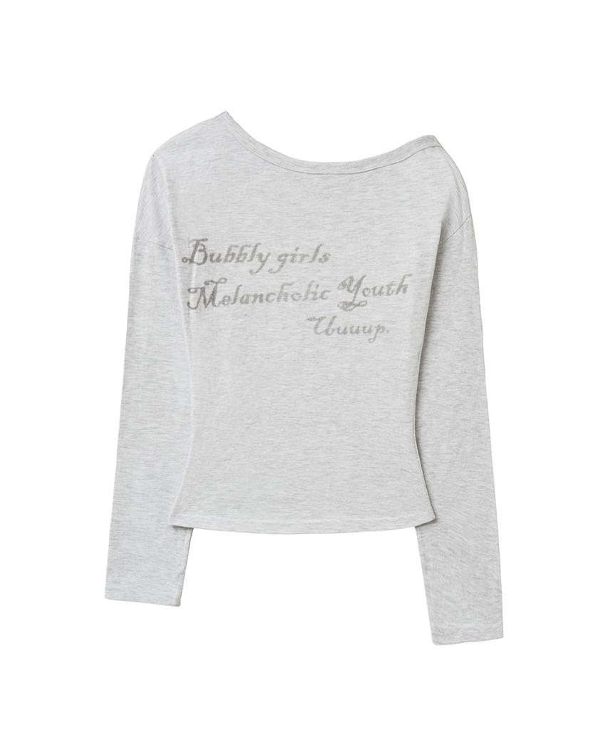 Yuupeu One-Shoulder Asymmetrical T-Shirt - White Melange