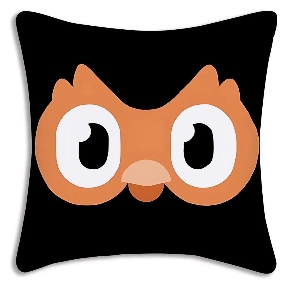 Duolingo Örngott Tecknad Soffa Dekorativ Hem Dubbelsidig Tryckning Kort Plysch Söt Kuddfodral