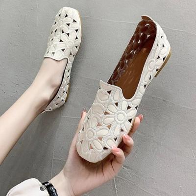 Summer Fashion New Casual Simple Hollow Women's Flat Shoes Square Toe Comfortable Lightweight Solid Color Women's ShoesNO:100586