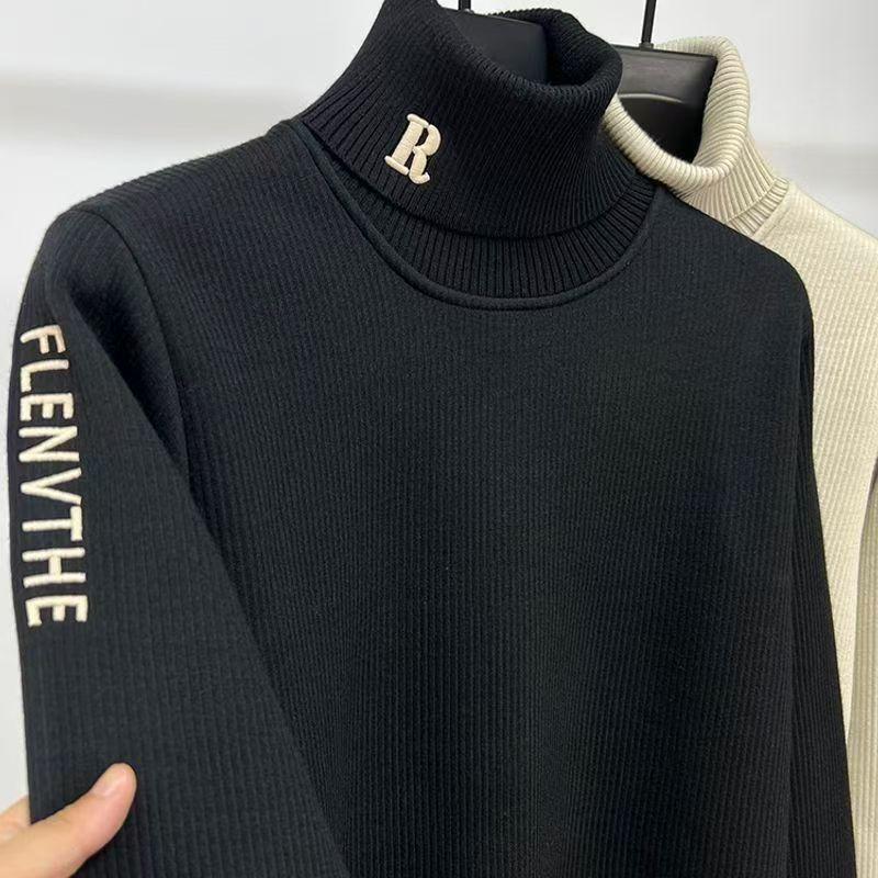 Men's Wool Blend High Neck Sweater - 2025 Autumn/Winter Casual Printed Knitwear