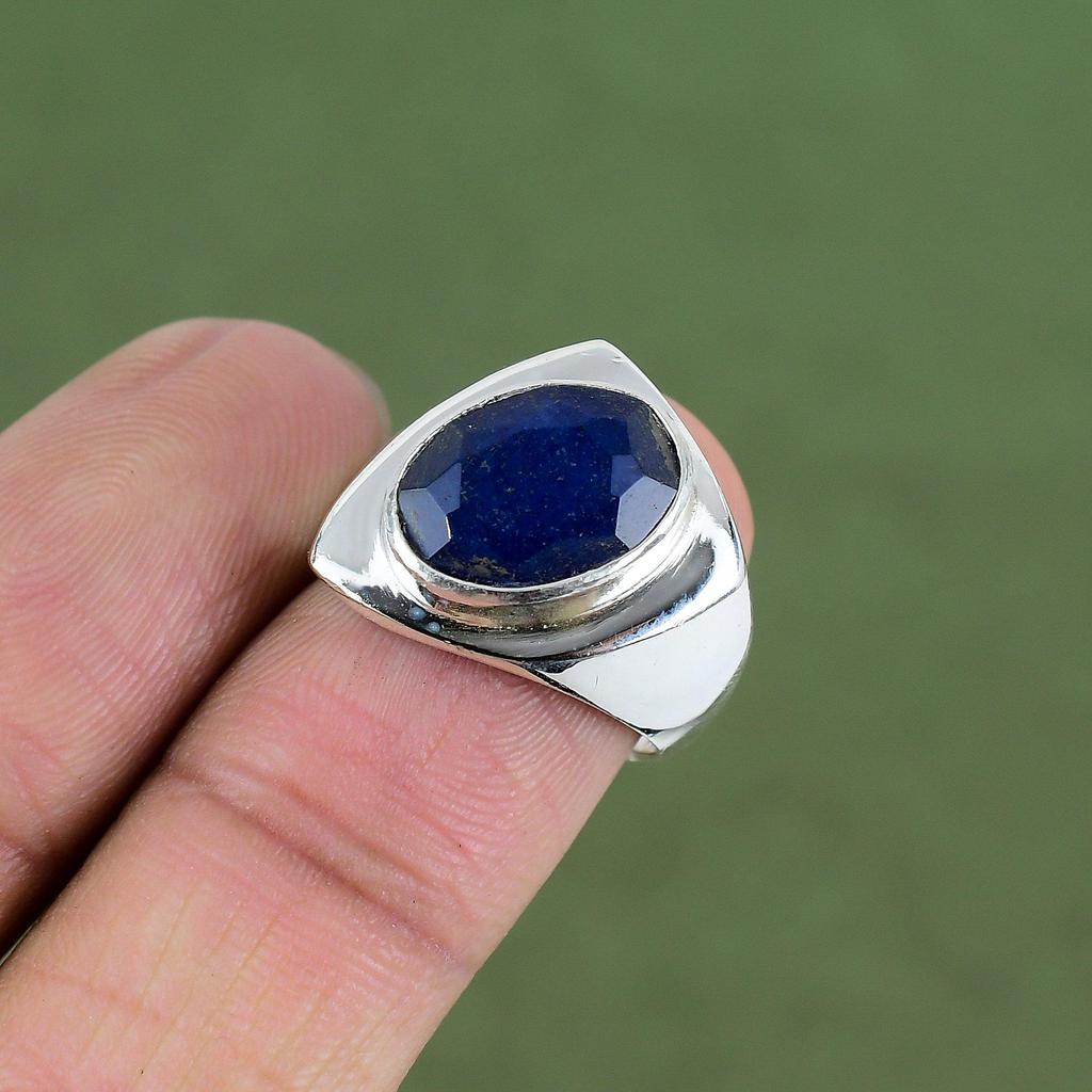 Faceted Blue Sapphire Ring 925 Sterling Silver Ring Handmade Beautiful Jewelry Antique Gemstone Ring Anniversary Gift Available In Ring Size