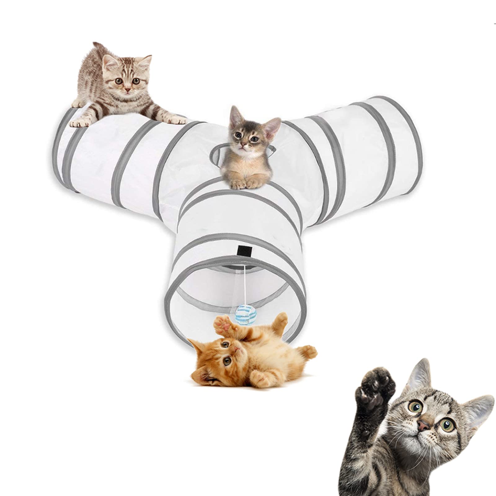 

Cat Toys Cat Tunnel and Cat Cube Pop Up Collapsible Kitten Indoor Outdoor Toys-Collapsible 3 Way or 1wayCat Tube- for Cat, Puppy, Kitty, Kitten белый