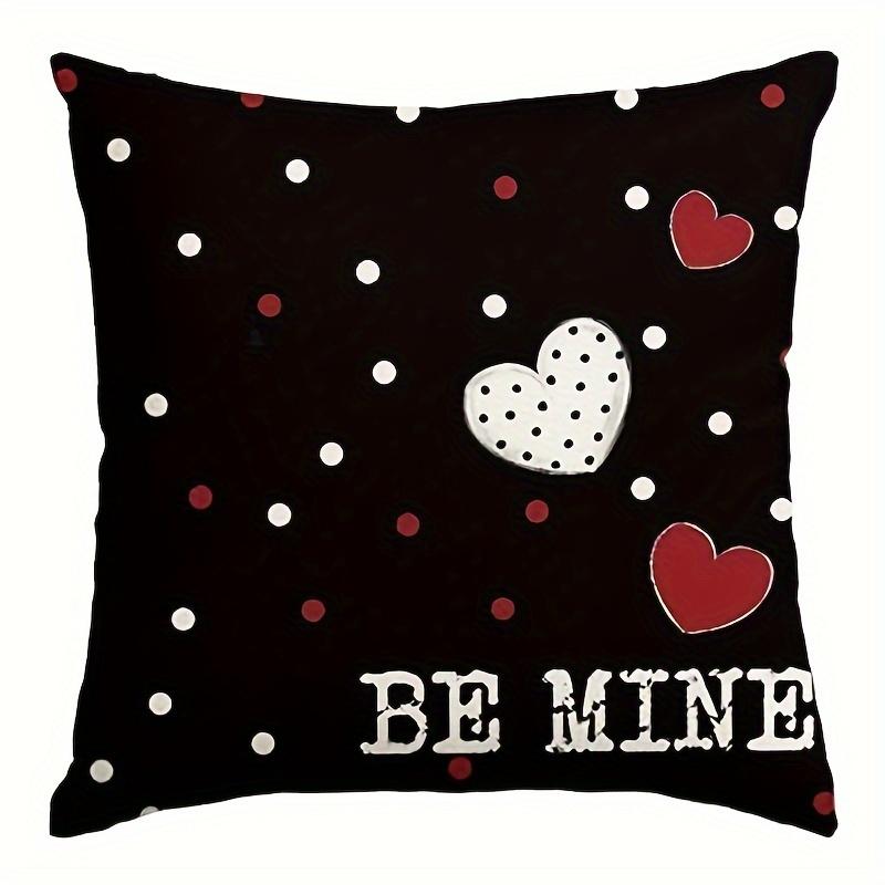 Home Decor Heart Patterns: P.S. Love You &amp; Be Mine Pattern Cushion Cover Suitable For Sofa Bedroom Car Pillow Cover