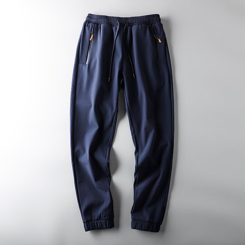 Men s Outdoor Windproof Velvet Pants Dark Blue 4XL.