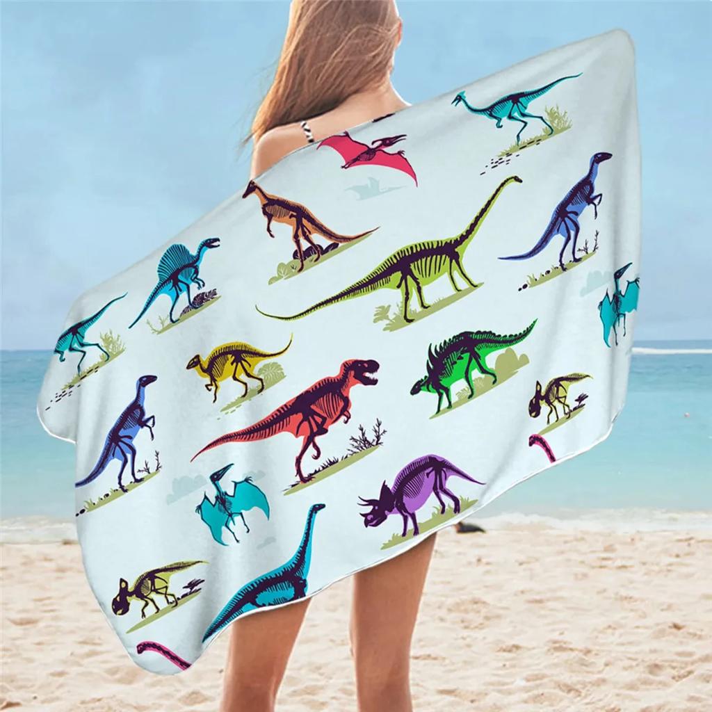Cartoon Dinosaur Beach Towel Microfiber Quick Dry Swimming Pool Towel Super Soft Bath Towels for Men Women Gift Gym Sport Travel