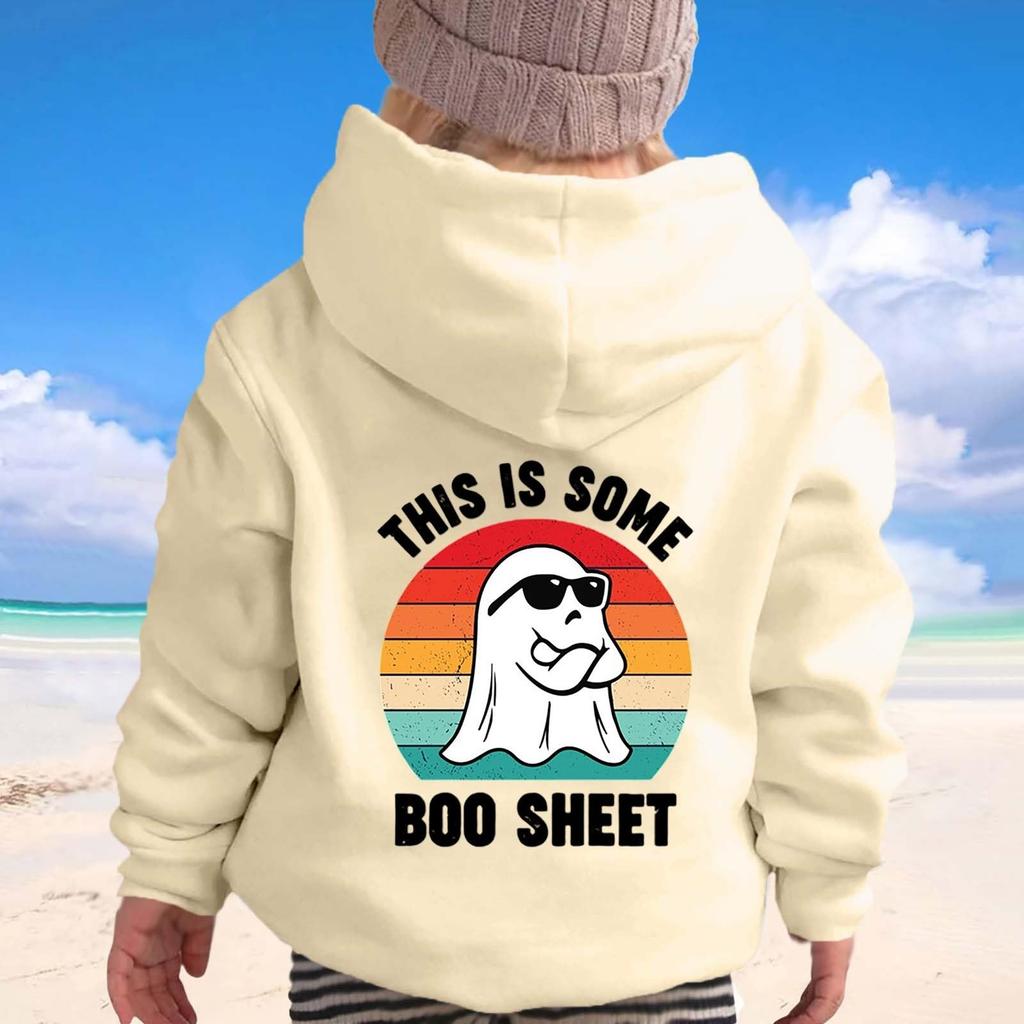 Children's Fashionable Loose Casual Halloween Printed Long-sleeved Hooded Sweatshirt