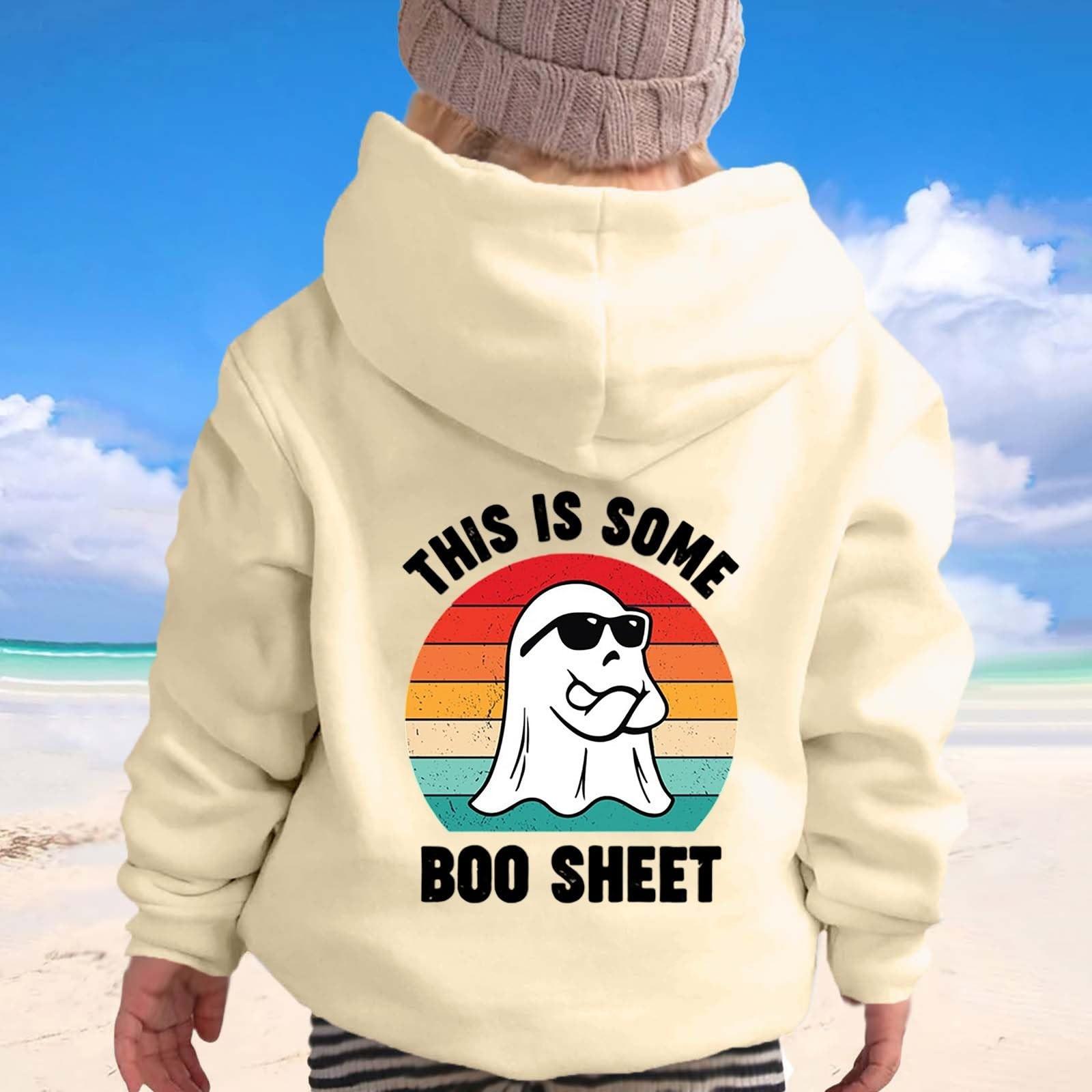 

Children s Fashionable Loose Casual Halloween Printed Long-sleeved Hooded Sweatshirt XXL бежевый