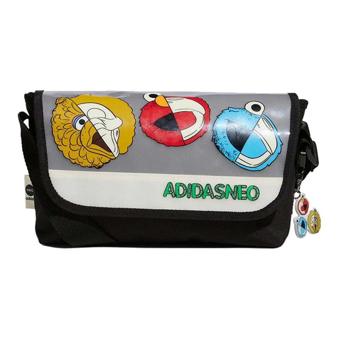 Adidas Neo Adidas Sesame Street X JF Collaboration Nylon Fabric Messenger Bag, Shoulder Bag, Crossbody Bag Unisex Black Black чёрный