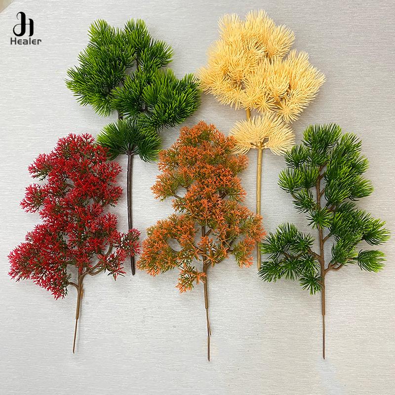 Hot Sale 1Pc Plastic Fake Artificial Pine Cypress Plant Bonsai Desktop Garden Plastic Tree Branch Home Office Decor