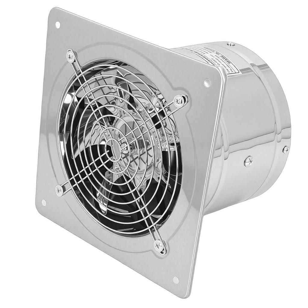6 Inch Metal Exhaust Fan with Switch and Check Valve 500m³ h Wall Mounted Vent Fan for Garage Kitchen Bathroom Chicken