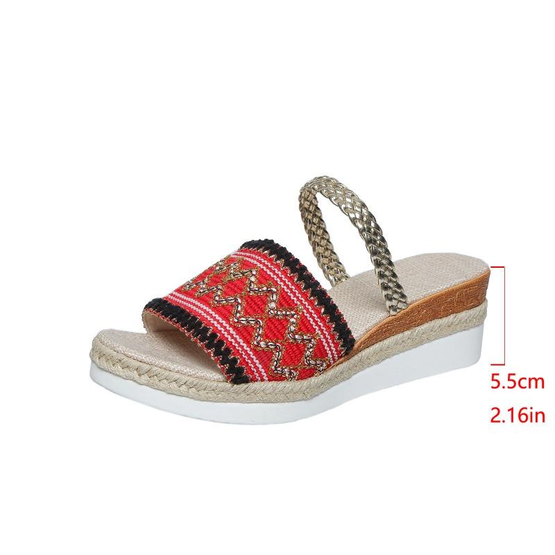 Summer New Wedge Heel Platform Women's Shoes Large Size with Casual Wedge Heel Slippers