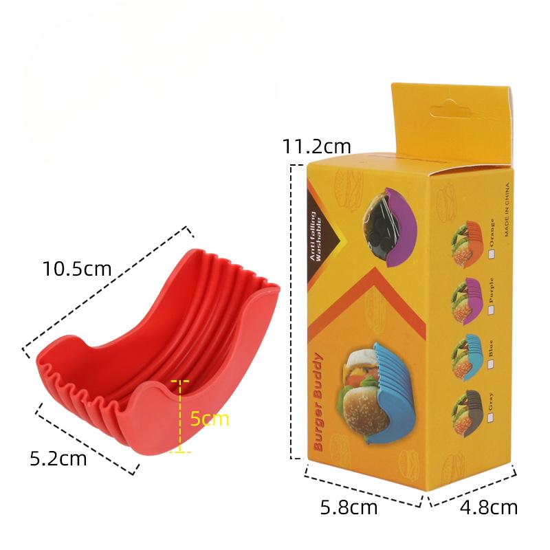 

Фиксированная коробка для гамбургера с защитой от падения и выдвижным силиконовым зажимом для гамбургера Бесконтактная коробка для еды для гамбургера красный