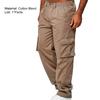 Men Pants Solid Color Multi Pockets Straight Mid Waist Cargo Pants for Daily Wear