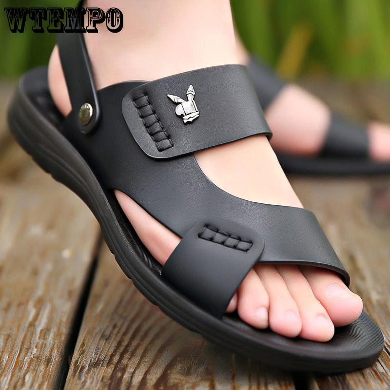 WTEMPO Erkek Yaz Sandalet Kalın Softsole Slaytlar Kapalı Kaymaz Terlik Açık Moda Parmak arası Terlik Plaj Ayakkabıları