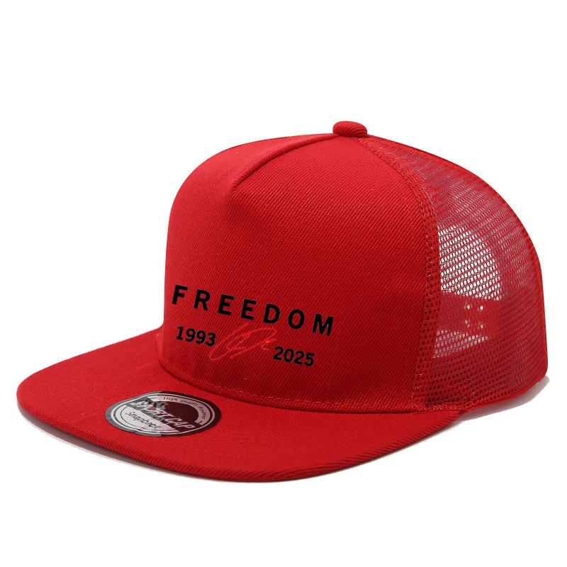 Color Matching American Five-Piece Flat-Brimmed Hip-Hop Hat Men S And Women S Solid Color Light Board Hip-Hop Net Hat Men S And Women S Hip-Hop adjustable красный
