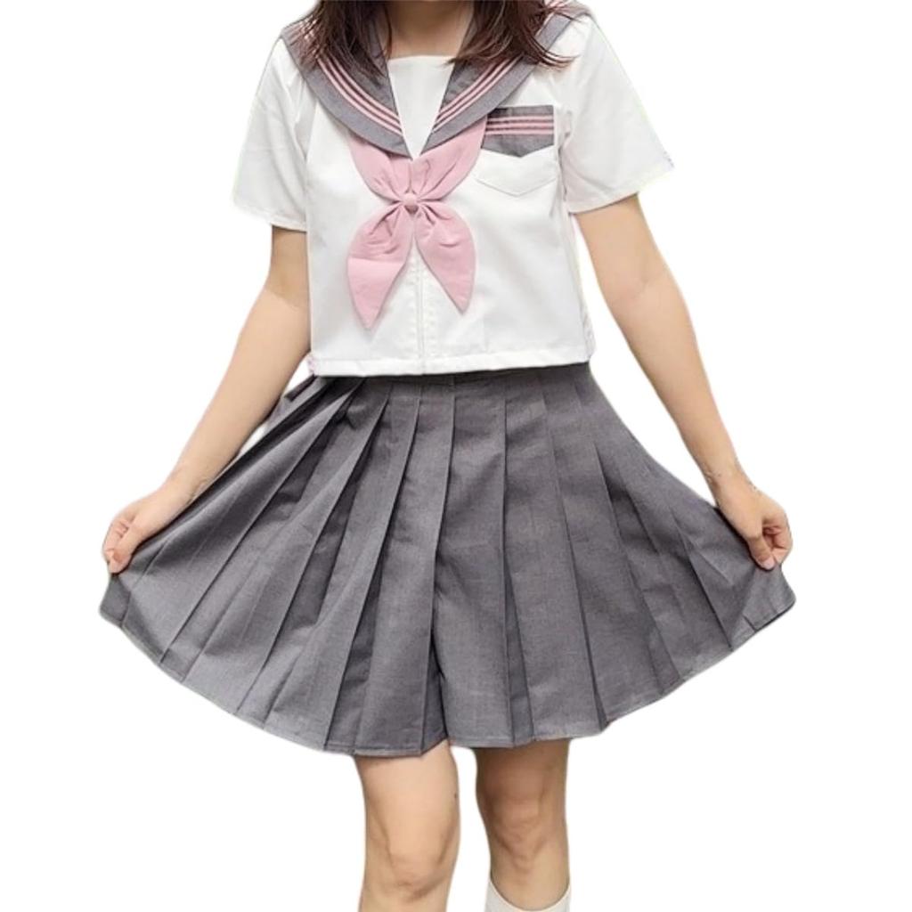 COSSA Mavi Beyazlı Orijinal Cosplay Kısa Lise Kız Ortaokul Lise Etek Büyük Beden Üniforma, Üniforma, Kollu, Üniforma, Okul, Okul,