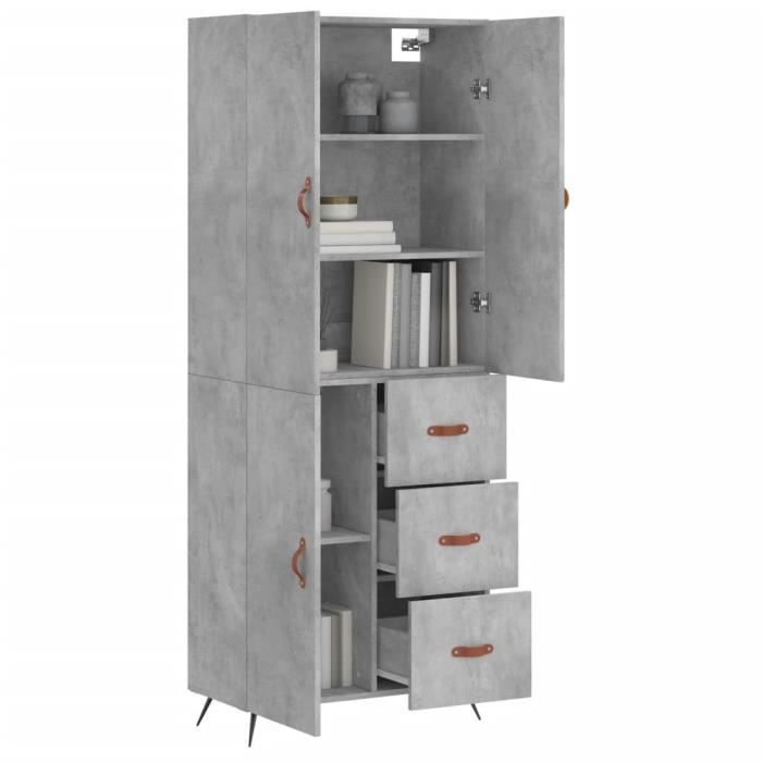 VidaXL Highboard Concrete Grey 69.5x34x180 Cm Engineered Wood 3195879