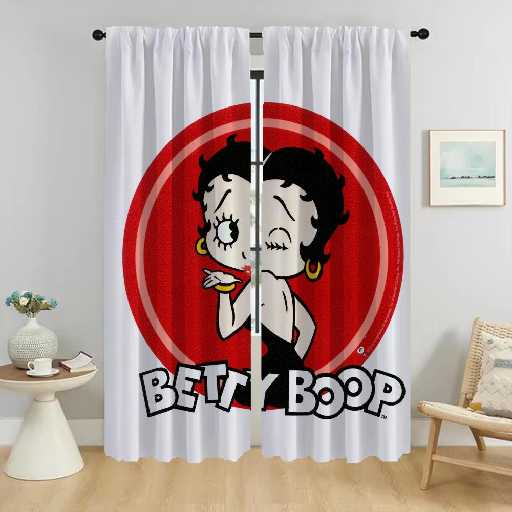 

Плотные шторы для гостиной Bettys Boops, занавески для домашнего интерьера, 2 шт., украшение на Хэллоуин, шторы для окон, жалюзи, камера W60xH90cmx2pcs-CL
