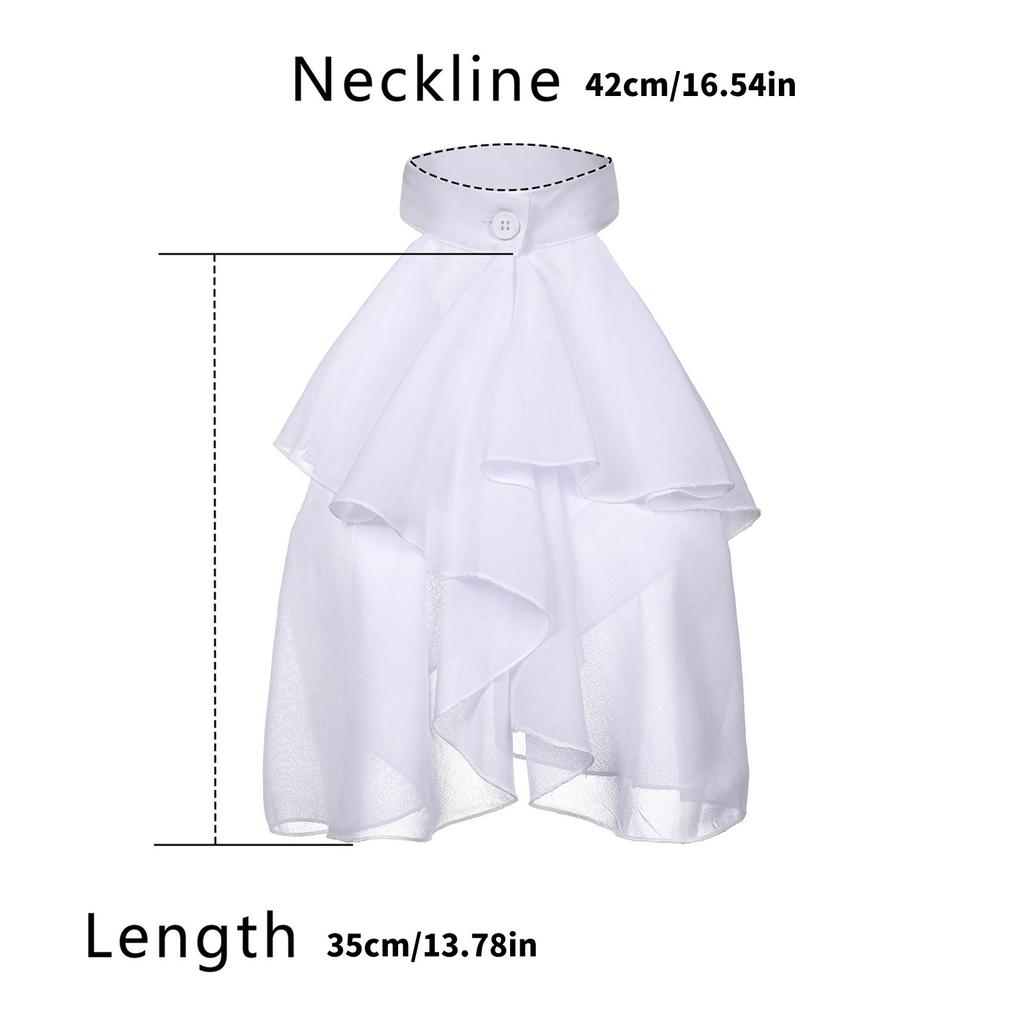 Medieval Renaissance Ruffle Jabot Faux Collar Chiffon Fabric Elegant Vintage Style Neckwear for Costume and Party Wear