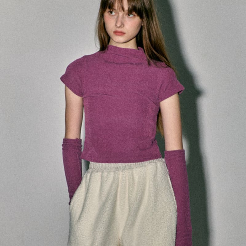 QUAFE HIGH-NECK KNIT WARMER SET_PURPLE