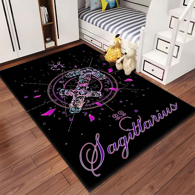Zodiac Sagittarius Floral Pattern suitable as a non-slip mat for the living room or bedroom sofa