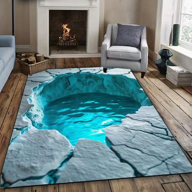 

3D Giant Carpet Crack Deep Hole Illusion Optical Illusion Living Room Decoration Gift Carpet Suitable for Gifts for Mother s Day 40X60cm