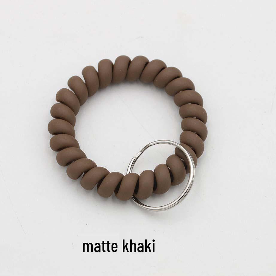 Matte Plastic Anti-Lost Spring Coil Cord Keychain and Hair Tie Bracelet