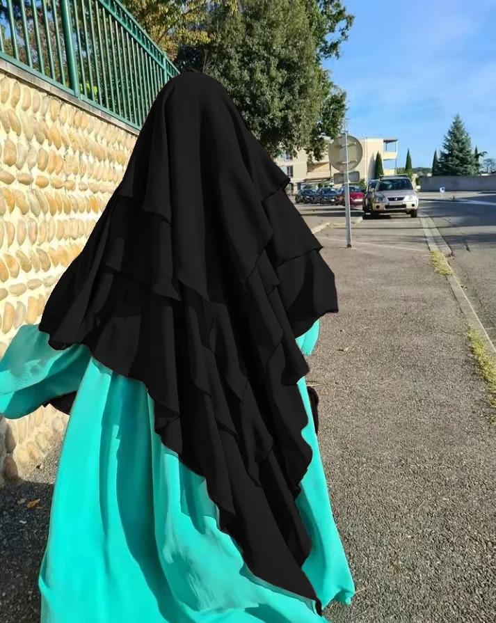 

Длинный Химар Хиджаб Шарф Накидка 2 Слоя Креп Вуаль Женский Мусульманский Мусульманская Мода Рамадан Молитва Хиджабы Исламская Одежда
