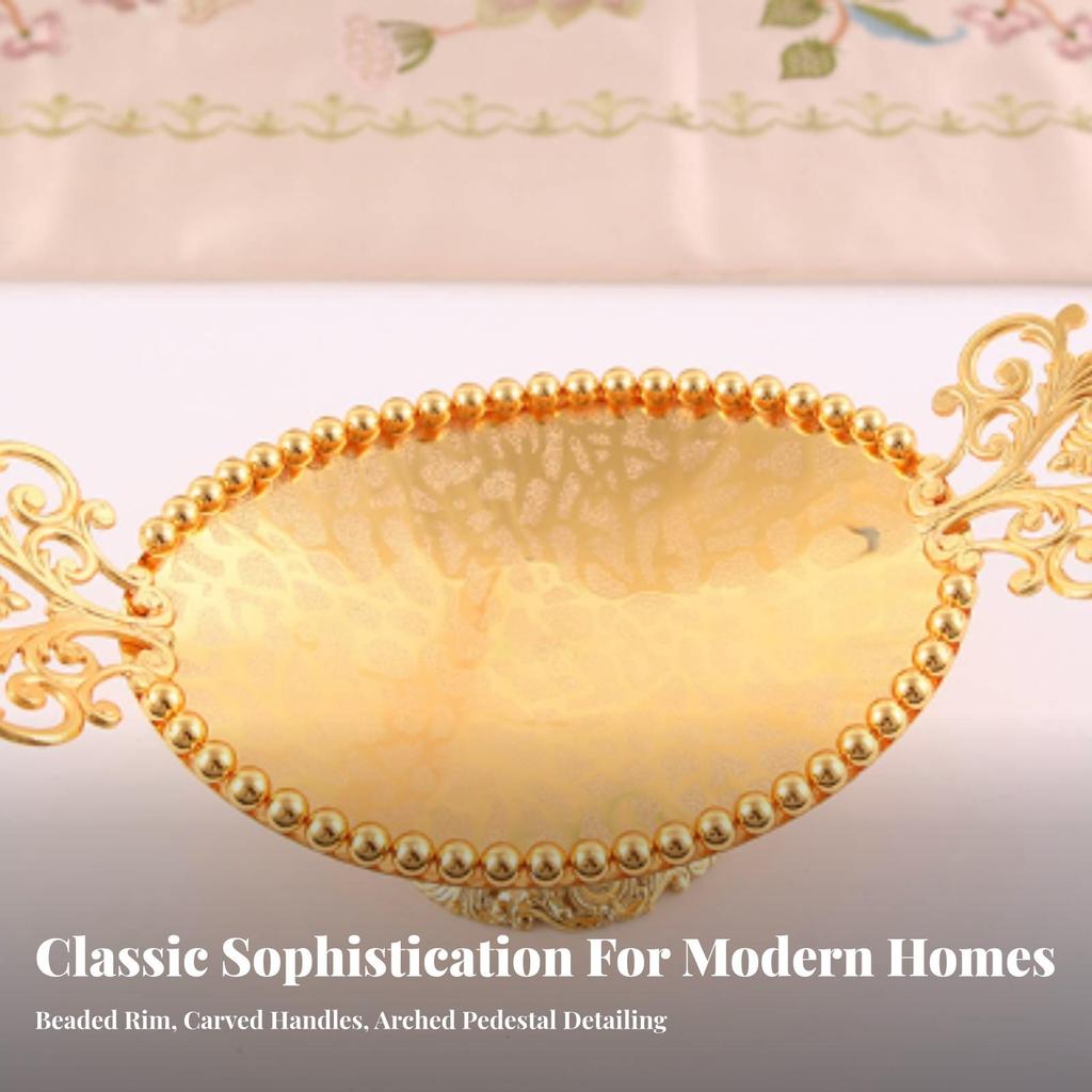 Fruit Plate with Handles Multifunctional Ornate Metal Platter Smooth for Hosts