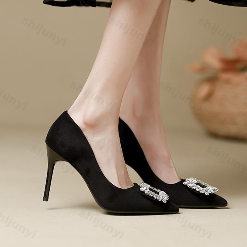 Women's Sexy High Heels 2026 New Pointed Toe Pumps Female Party Dressing Shoes Elegant Thin Heels Women's Rhinestone Shoes
