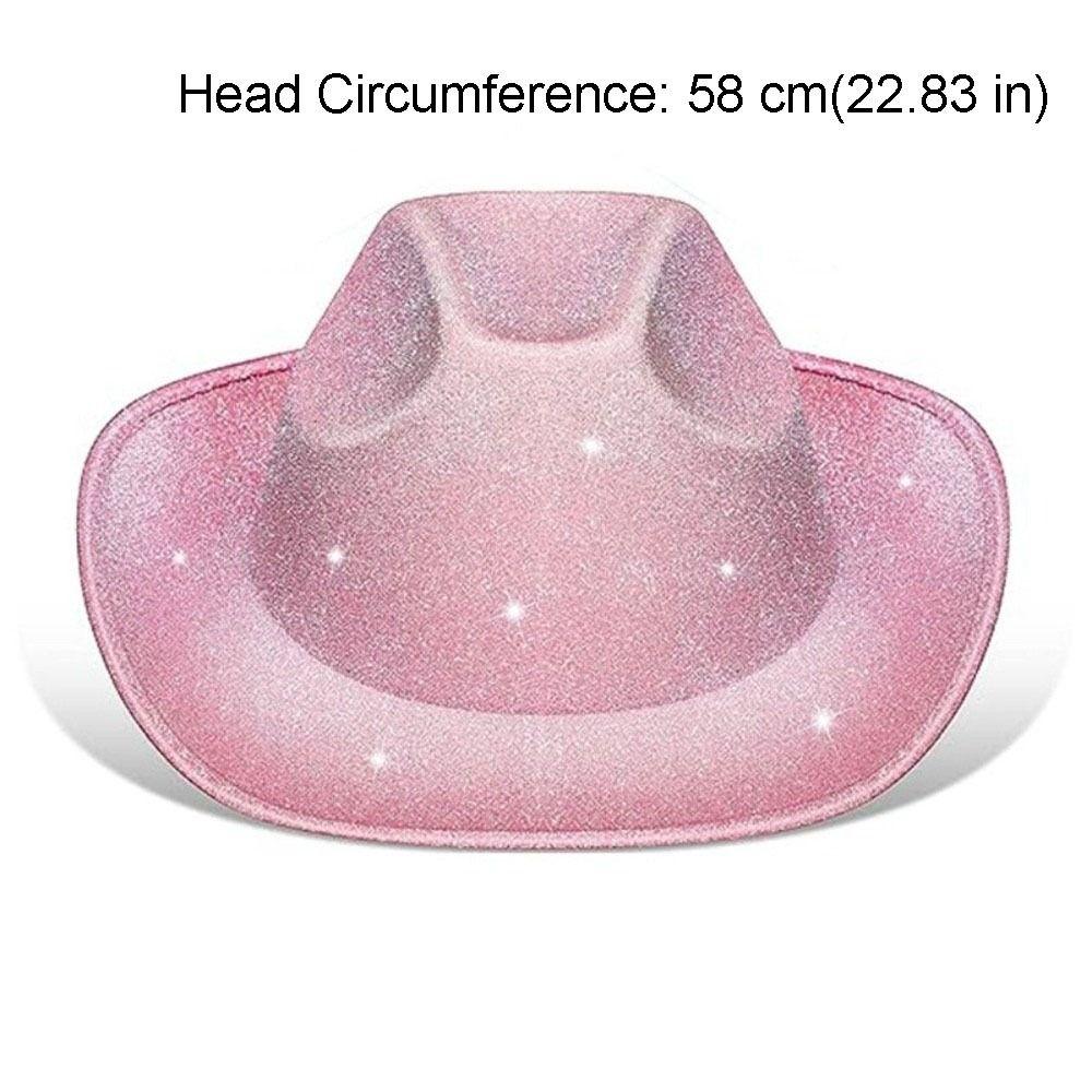 Coole einfarbige Bowler-Hut schimmernder Glitzer Pink Western Cowboyhut Fedoras Hut Jazzhut Cowgirl-Hut Mädchen