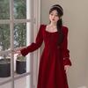 2025 Autumn/Winter Plus Size Red Long Sleeve Engagement & Formal Dress