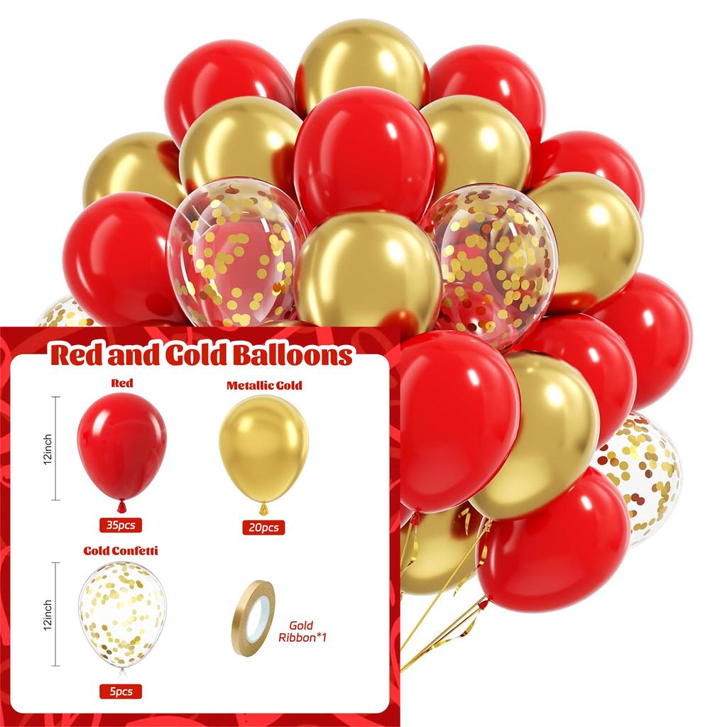 12inch 60pcs multi-color latex balloon set with confetti, suitable for weddings, birthdays, pop parties, bridal showers