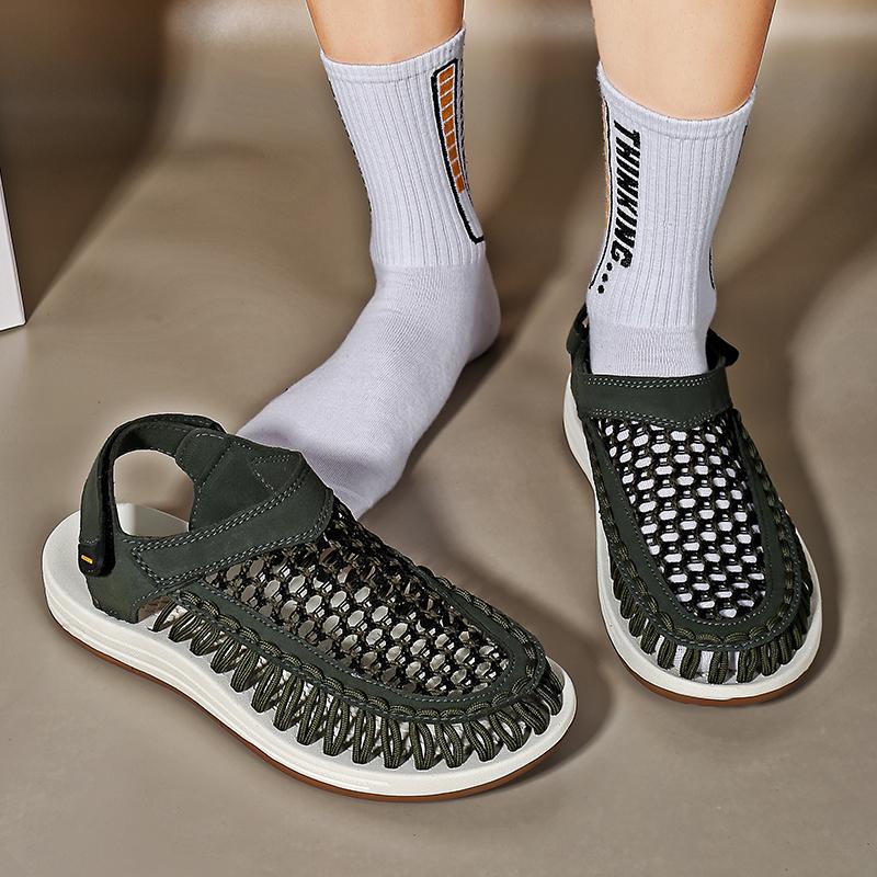 Summer  Men's Sandals Fashion Lightweight Casual Sandals Shoes Large Size Plus-size Hand-knitted Shoes Sandals