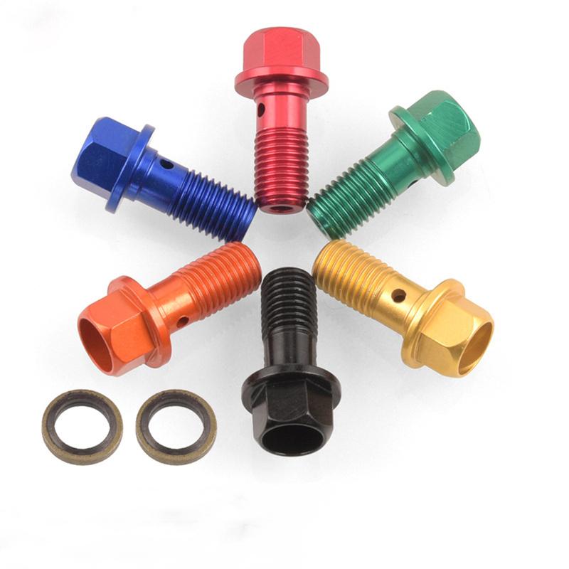Fuel Hose Fitting Screw M10x1.25mm Motorbike Brake Pump Oil Fuel Pipe Fitting Aluminum Gold Motorcycle
