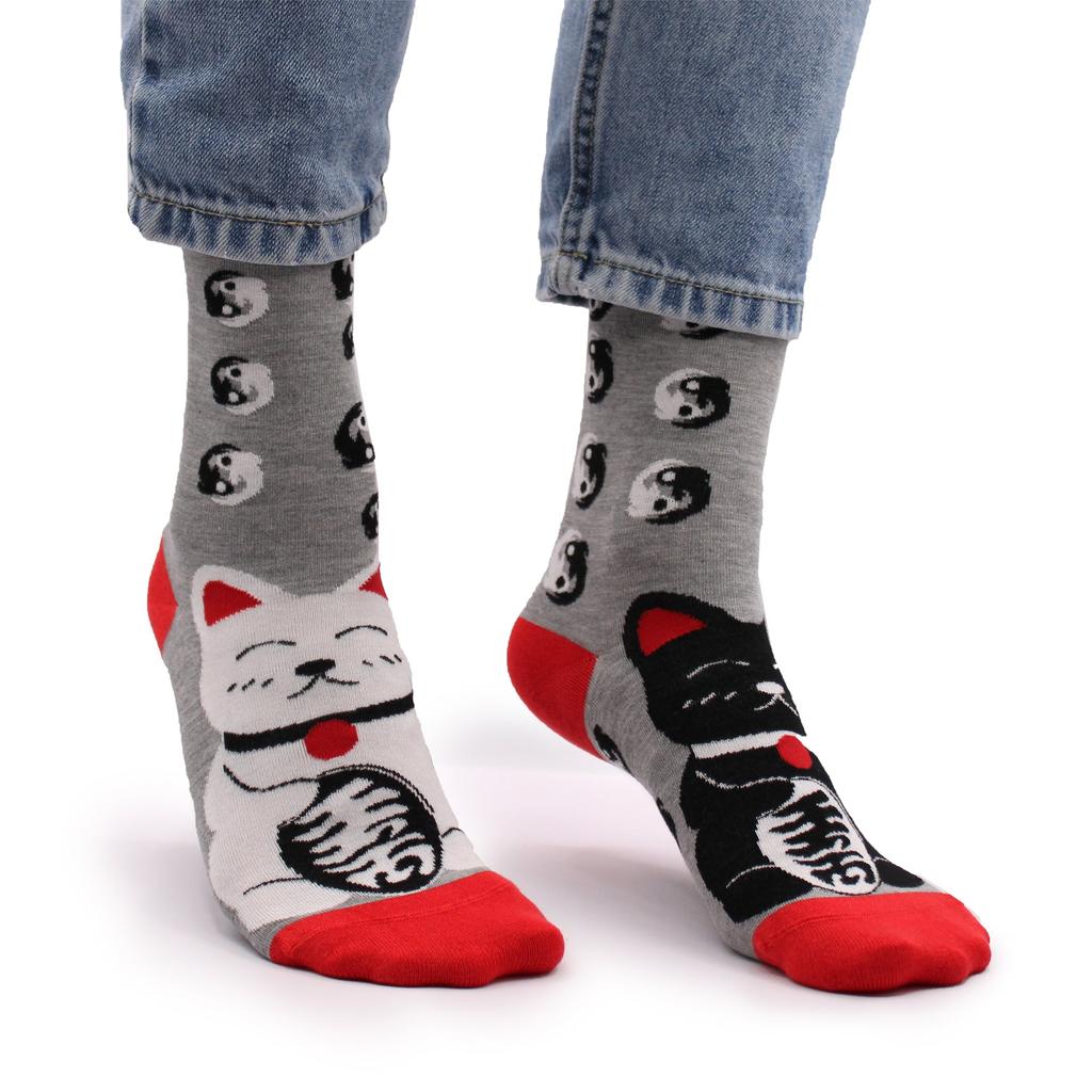 2x Bamboo Socks, Lucky Cats Small Medium