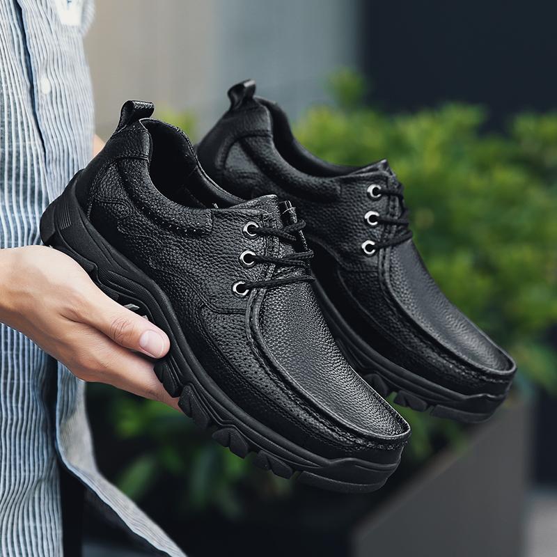 2025 Men's Business Casual Shoes Thick Sole Work Shoes Mens Lace-up Versatile Comfortable Outdoor Flats Oxfords Shoes