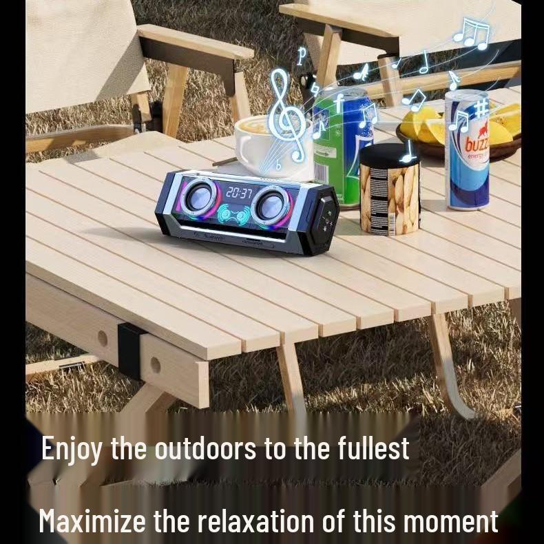 V18 Mecha Speaker: Portable Little Steel Cannon with HIFI Sound, Extended Battery, Heavy Bass, and Colorful Design.