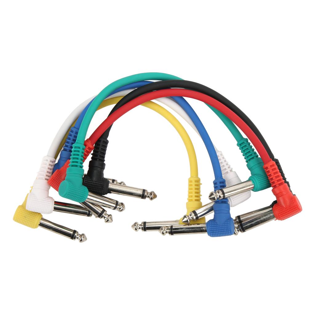 6Pcs Guitar Effect Cable Right Angle Universal Instrument Patch Cables for Pedals 6.35mm