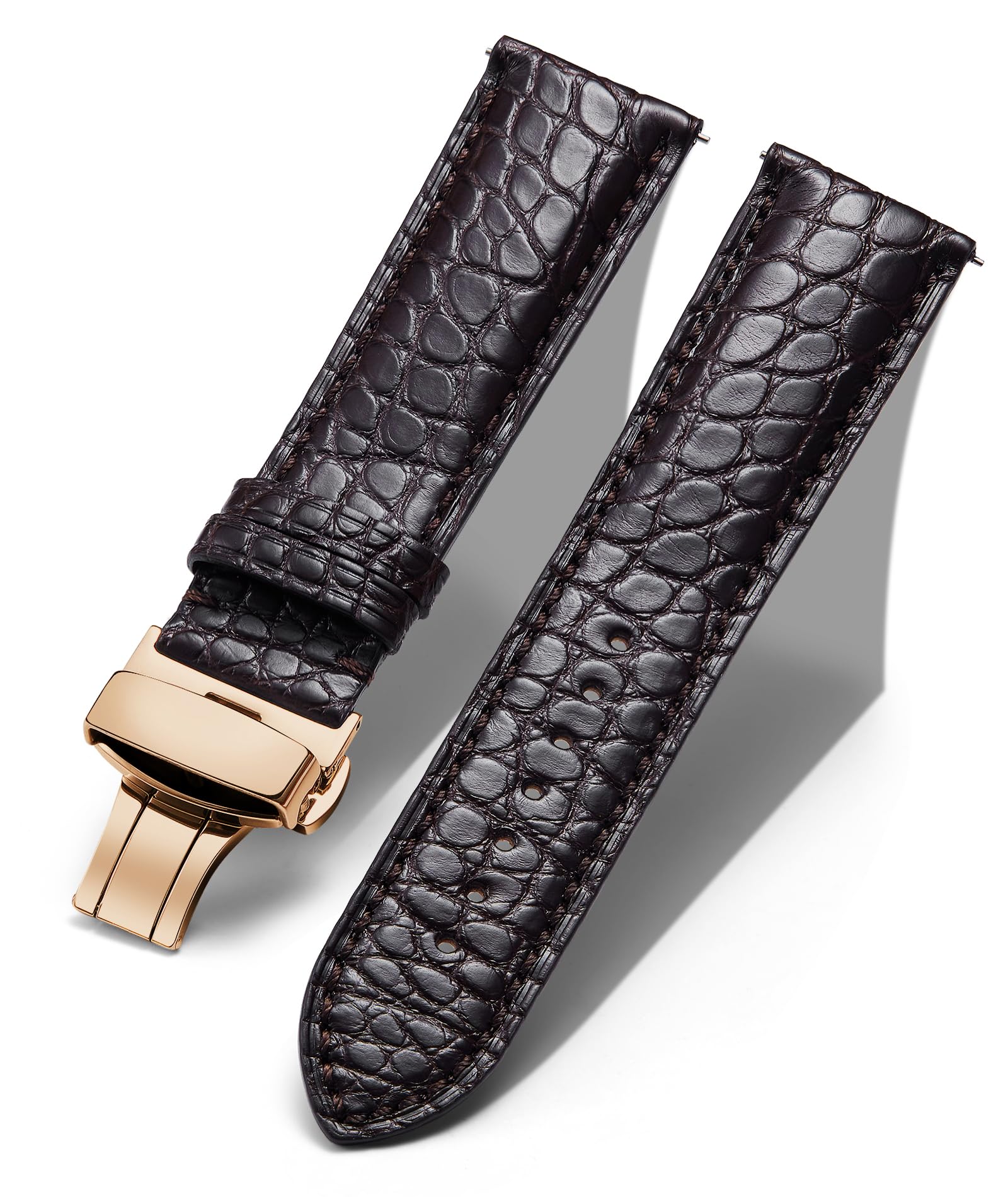 

BINLUN Vintage Leather Watch Genuine Leather Replacement Crocodile Leather Elegant Genuine Leather Watch Replacement Strap with Quick Release for Men