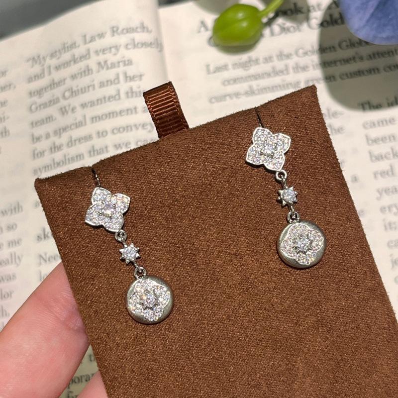 Brushed Small Persimmons, Persimmons, Ruyi Full Diamonds, Lucky Four-Leaf Clover Earrings, Bracelet, Premium Light Luxury Set