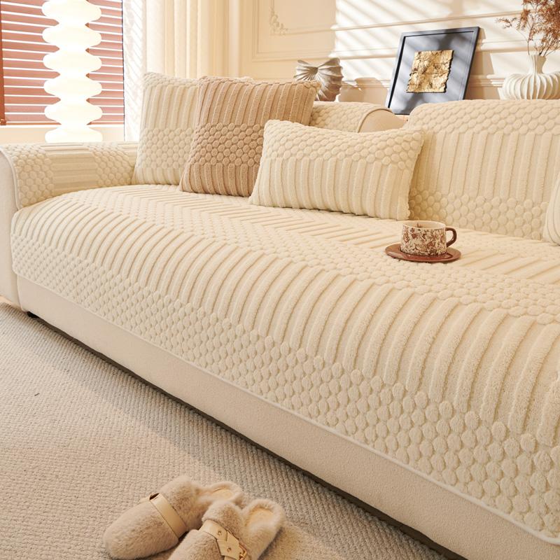 

Бархатный чехол для дивана в гостиную Нескользящий Домашний декор Пылезащитный чехол Французский Жаккардовый Плюшевый Чехол для подушки спинки Ткань 70x150cm бежевый