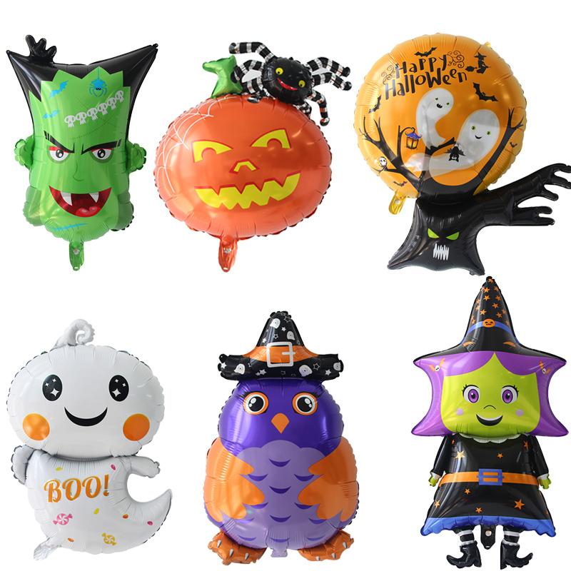 Halloween Pumpkin Ghost Tree Spider Foil Balloons for Outdoor Indoor Yard Halloween Party Kid Inflatable Toy Home Decor Supplies