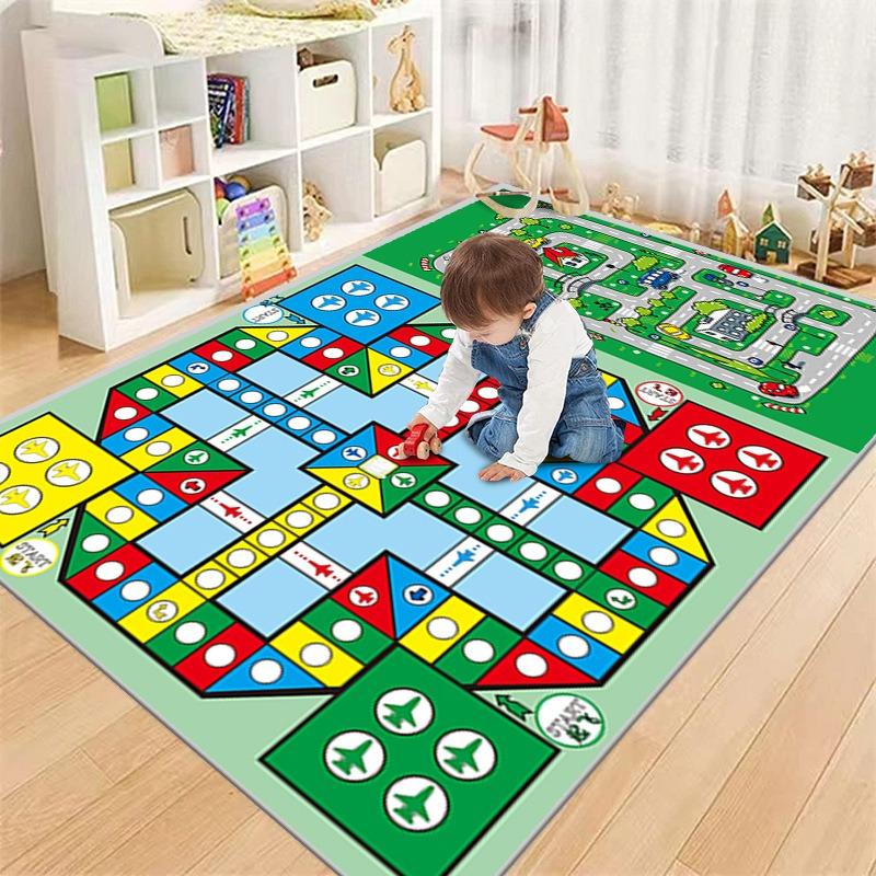 Educational Kids Play Mats City Road Design Flight Chess Pattern for Childrens Learning and Fun Activities