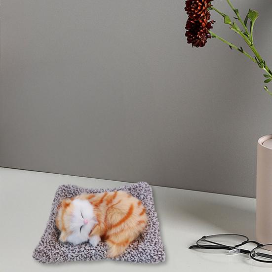 Sleeping Cat Plush Toy with Soft Faux Fur Bamboo Charcoal Bag Air Purifier Car Decor Realistic