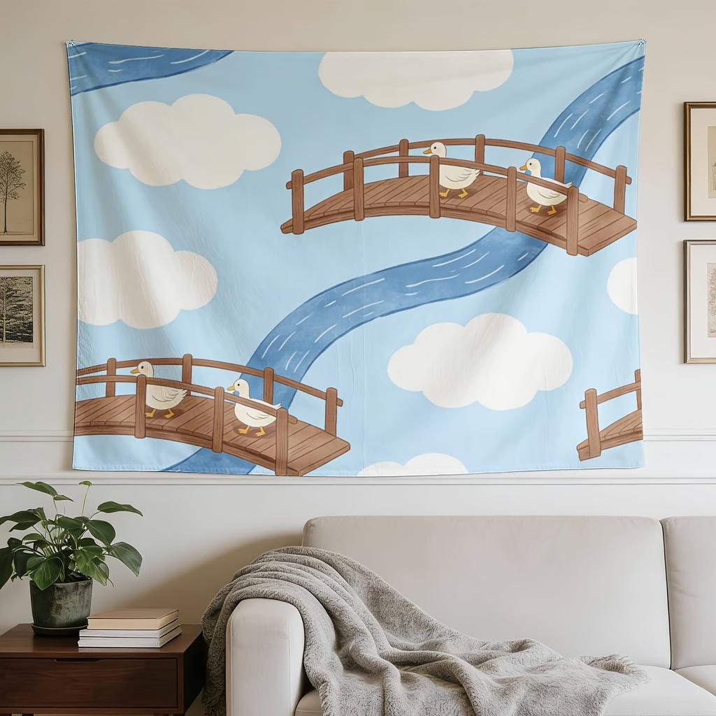 Pastel Horizontal Wall Tapestry - Cute Whimsical Decor with Soft Pastel Colors, Suitable for Homes, Dorms, Bedrooms - Horizontal Hanging Compatible fo