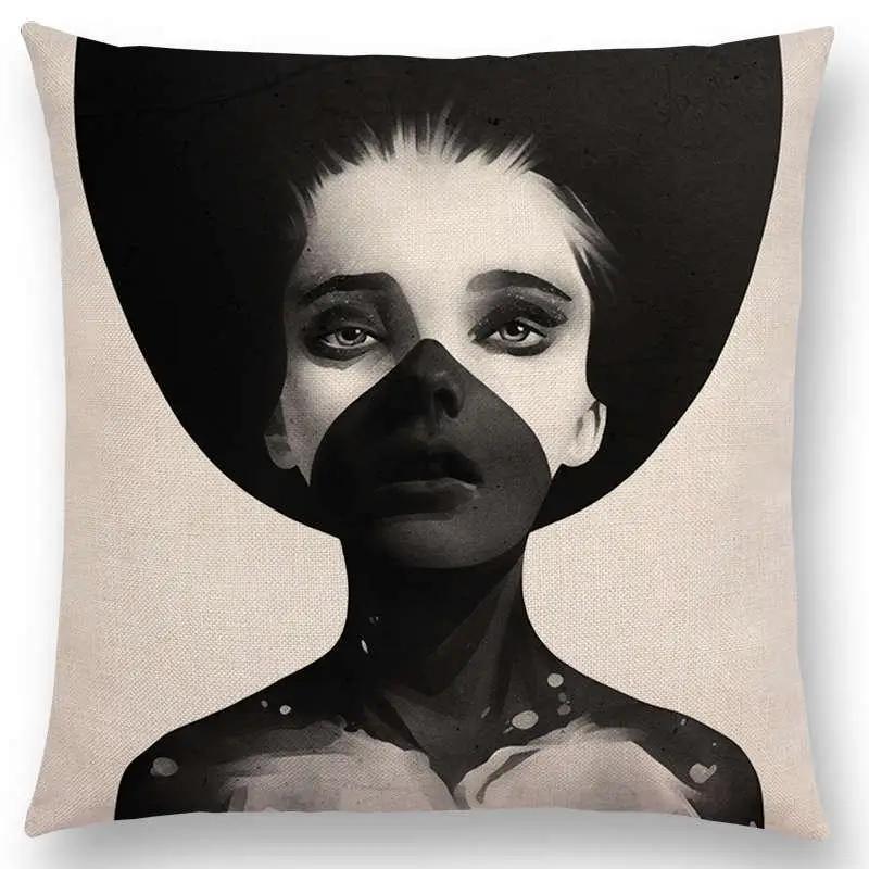 New Black White Style Wonder GirlSofa Pillow Case Elegant Lady Miracle Beauty Portrait Noble Mind Gorgeous Ideas Cushion Cover